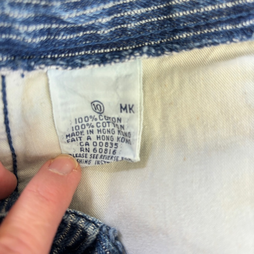 Vintage 90s Y2K High Rise Blue Hickory Stripe Denim Jean Shorts Small 26 - Picture 5 of 15